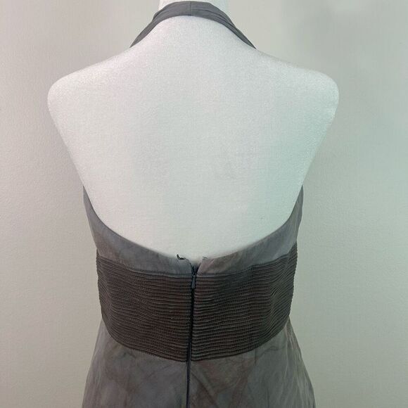 Carmen Marc Valvo Silk Halter Dress Size 6 Gray Whimsigoth Y2K Empire Waist - Picture 8 of 15